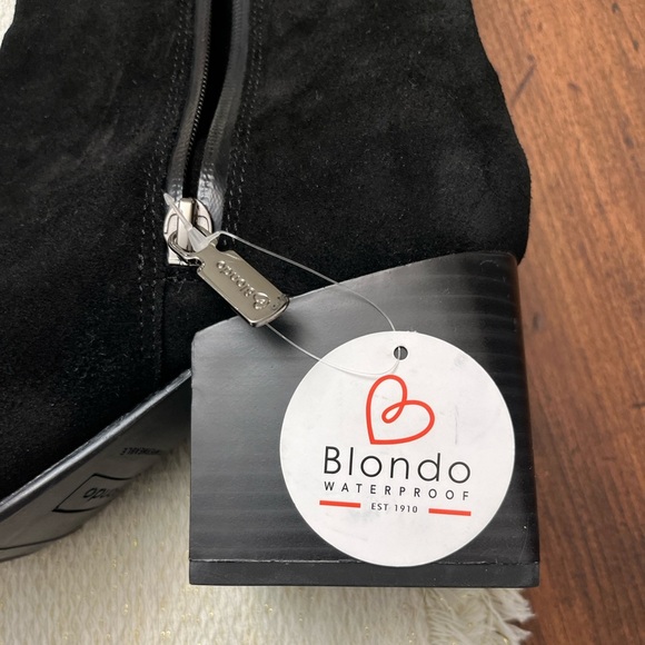Blondo Scarlette Waterproof Suede Bootie Size 9 Black Preppy Block Heel NWOB - Picture 8 of 16